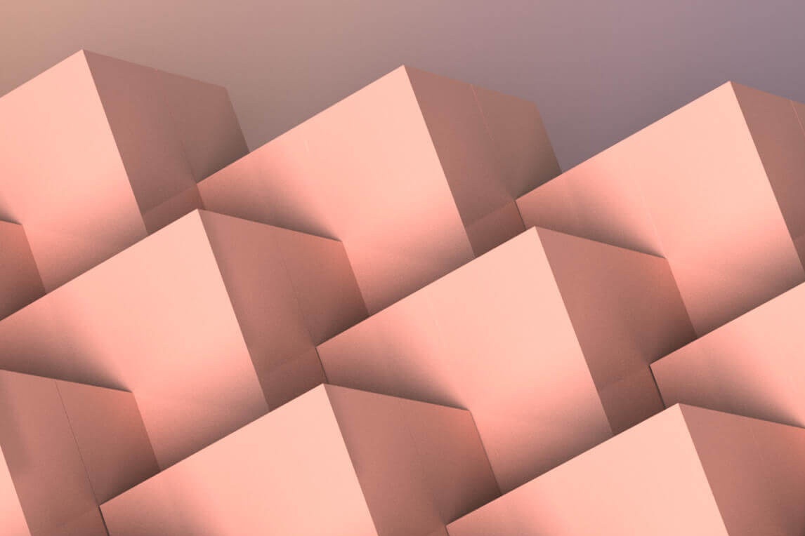 Render of three-dimensional cuboids overlapping in a repeating pattern