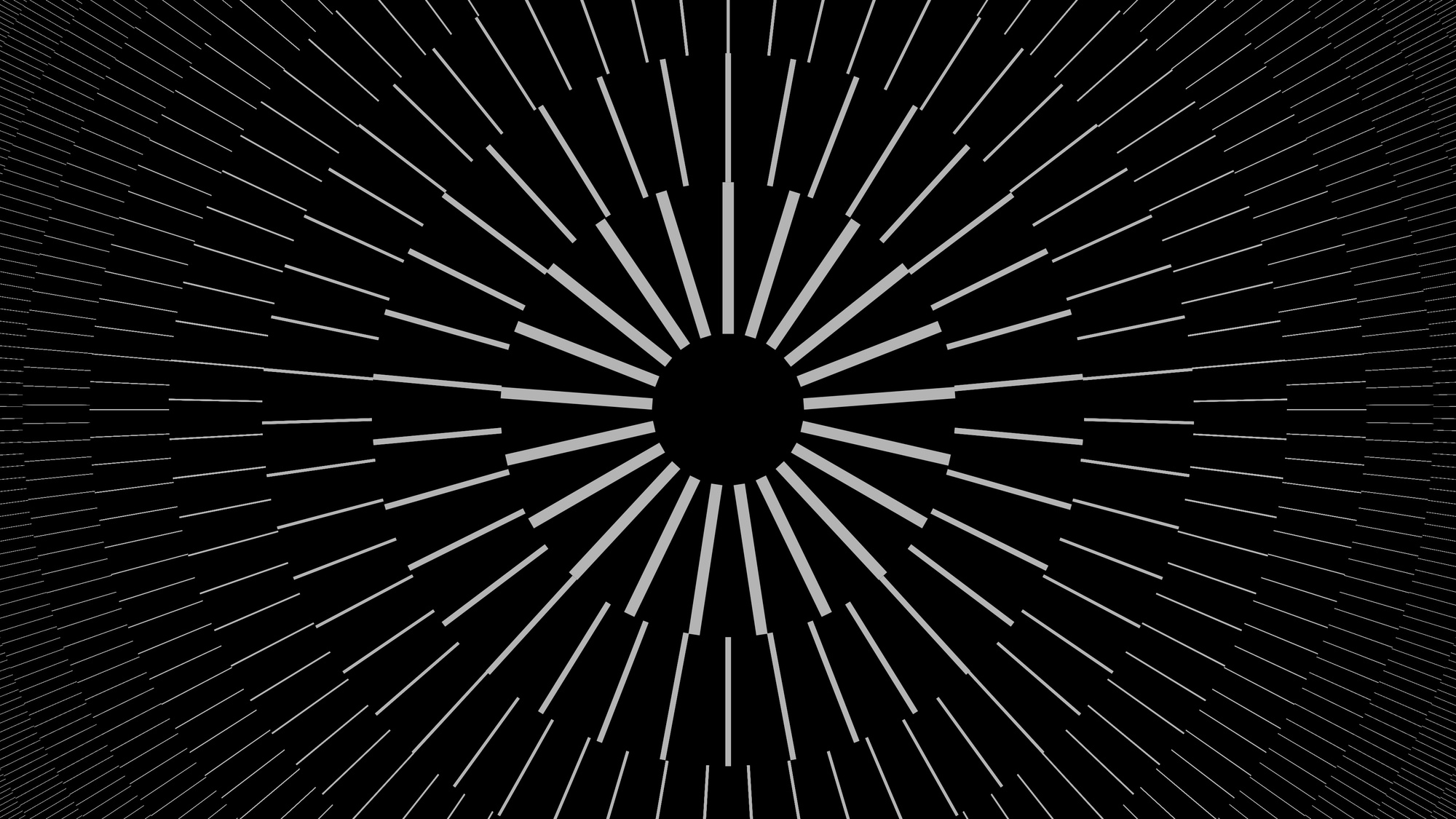 Black and white graphic of a circle made of tiny lines