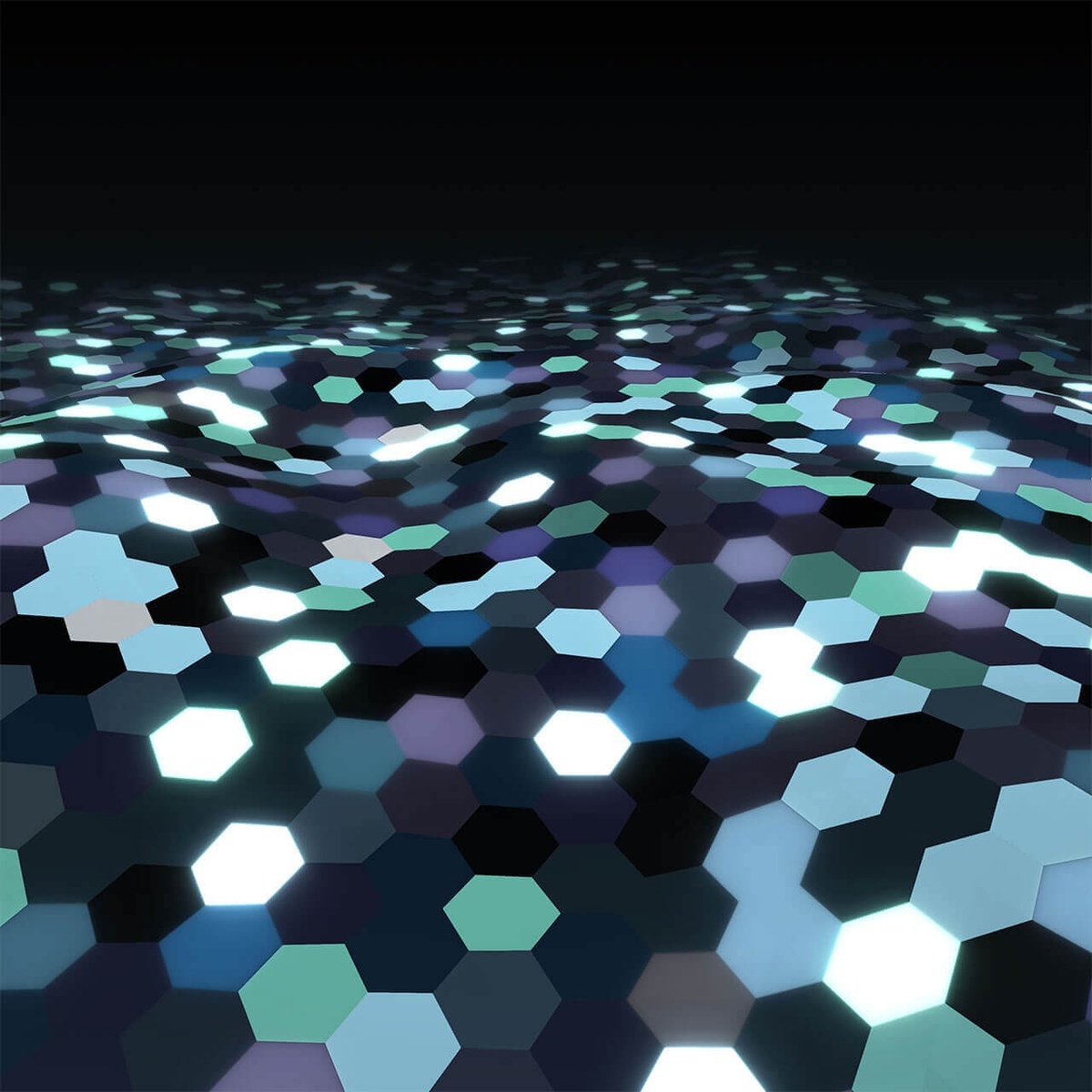 Render of hexagonal pattern on a wave-like surface