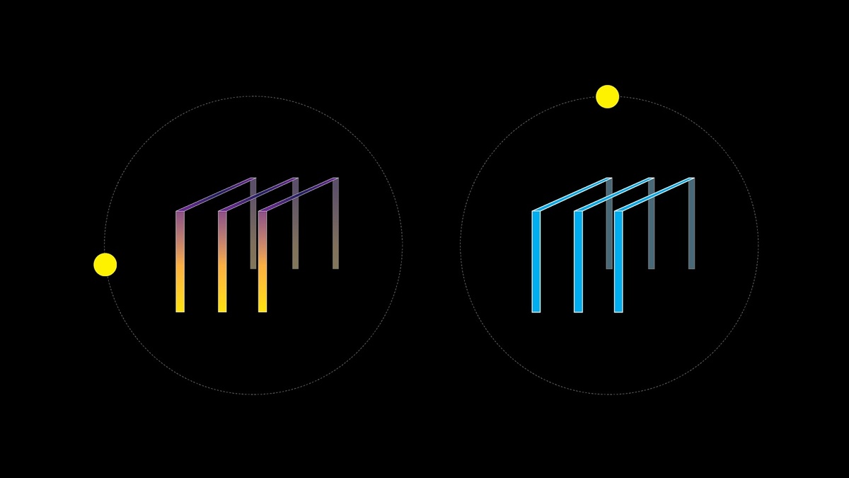 Diagram showing how the gradients of the digital stripes change throughout the day, mimicking the sky outside. 