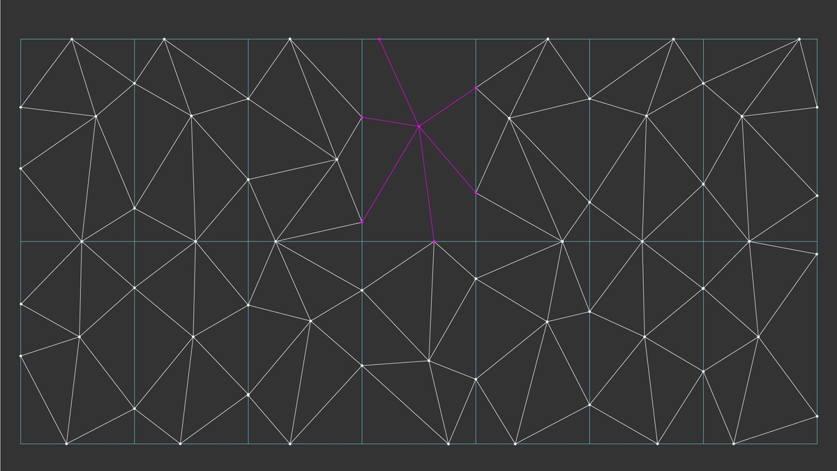 Illustration of interconnected polygons enclosed within a rectangular format