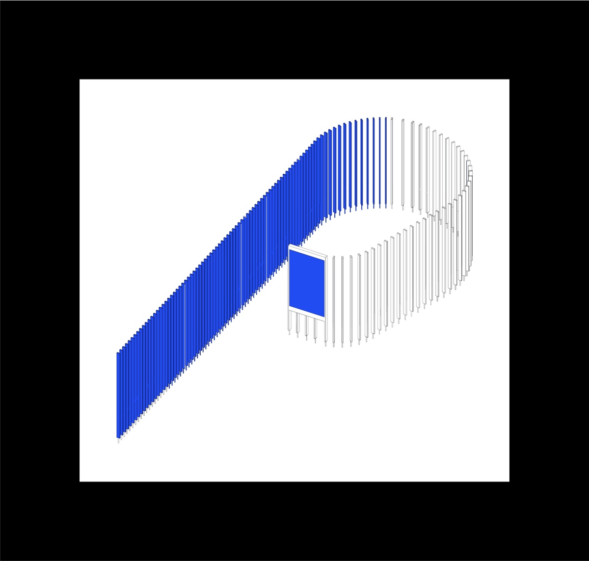 Diagram featuring overhead view of curved shape of Okta installation and activation areas