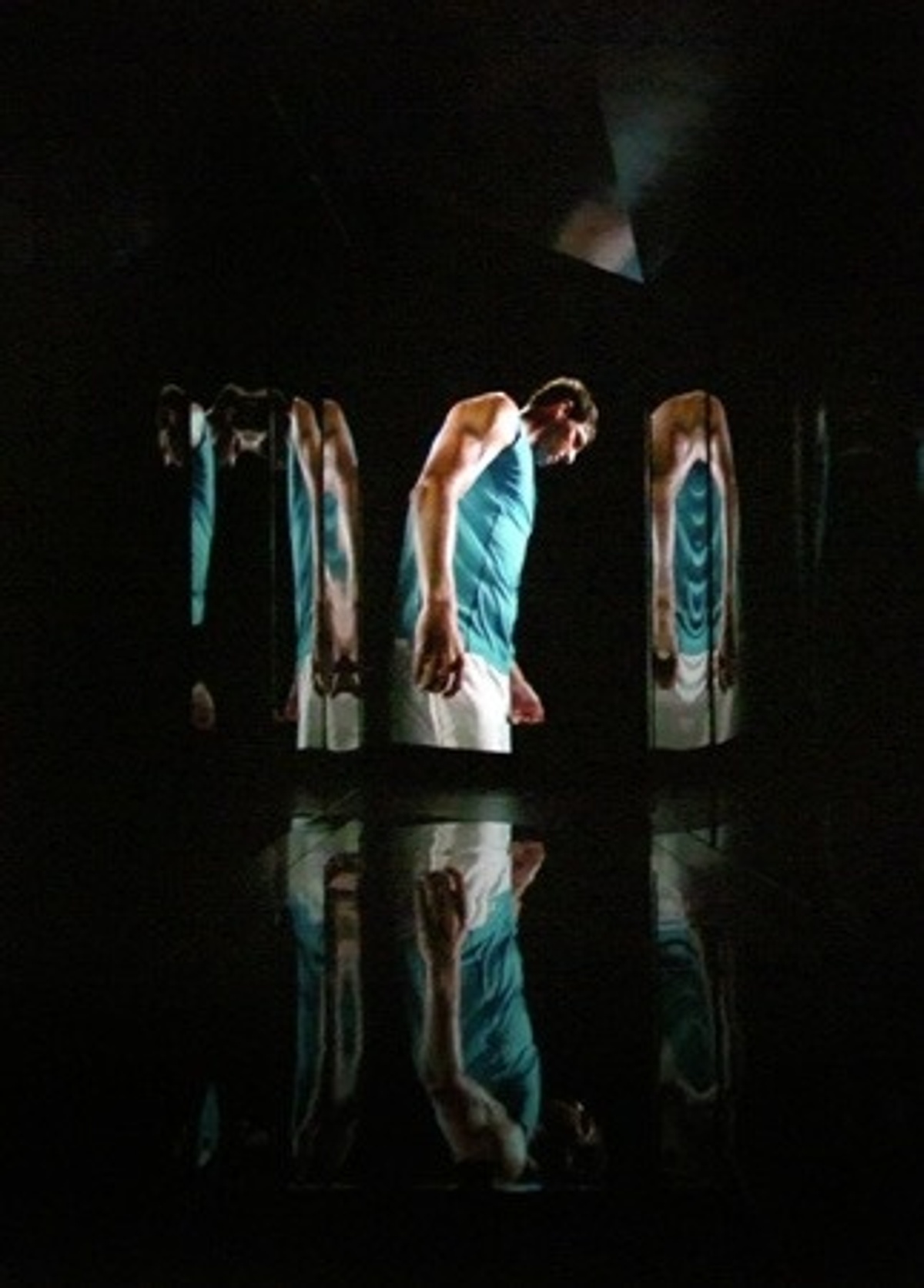 An athlete showcased on a kaleidoscope-like screen