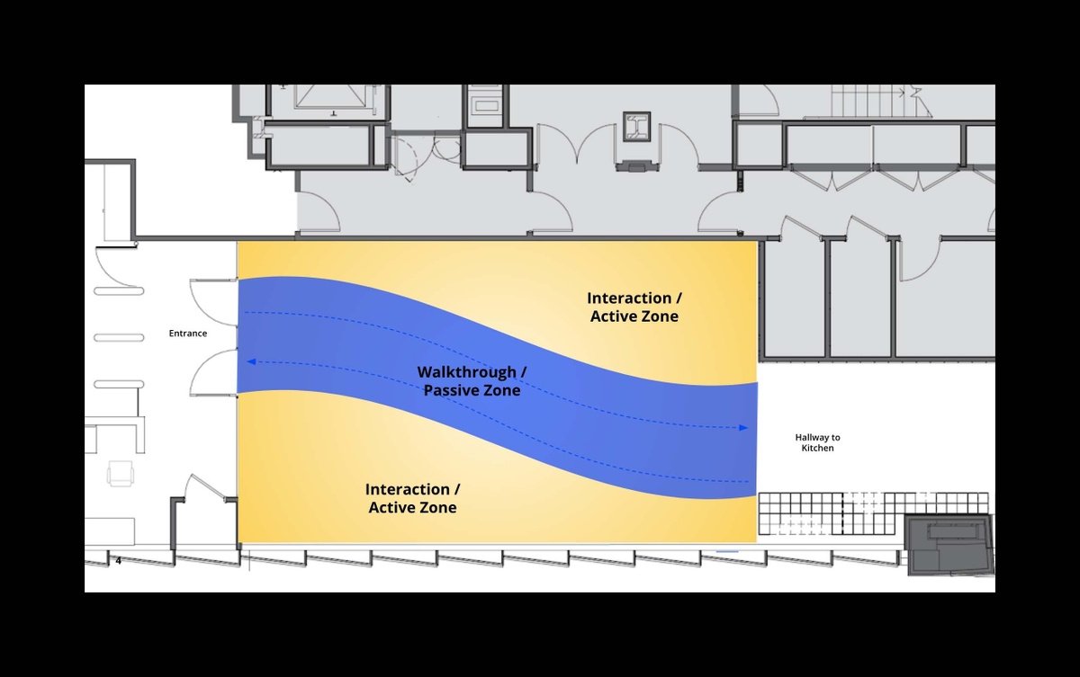 Floorplan of diagram showing active and inactive zones of installation