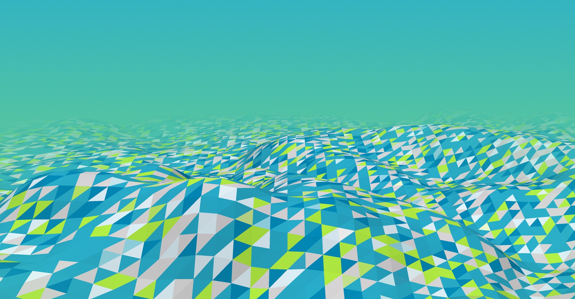 Abstract content with teal and green geometric pattern