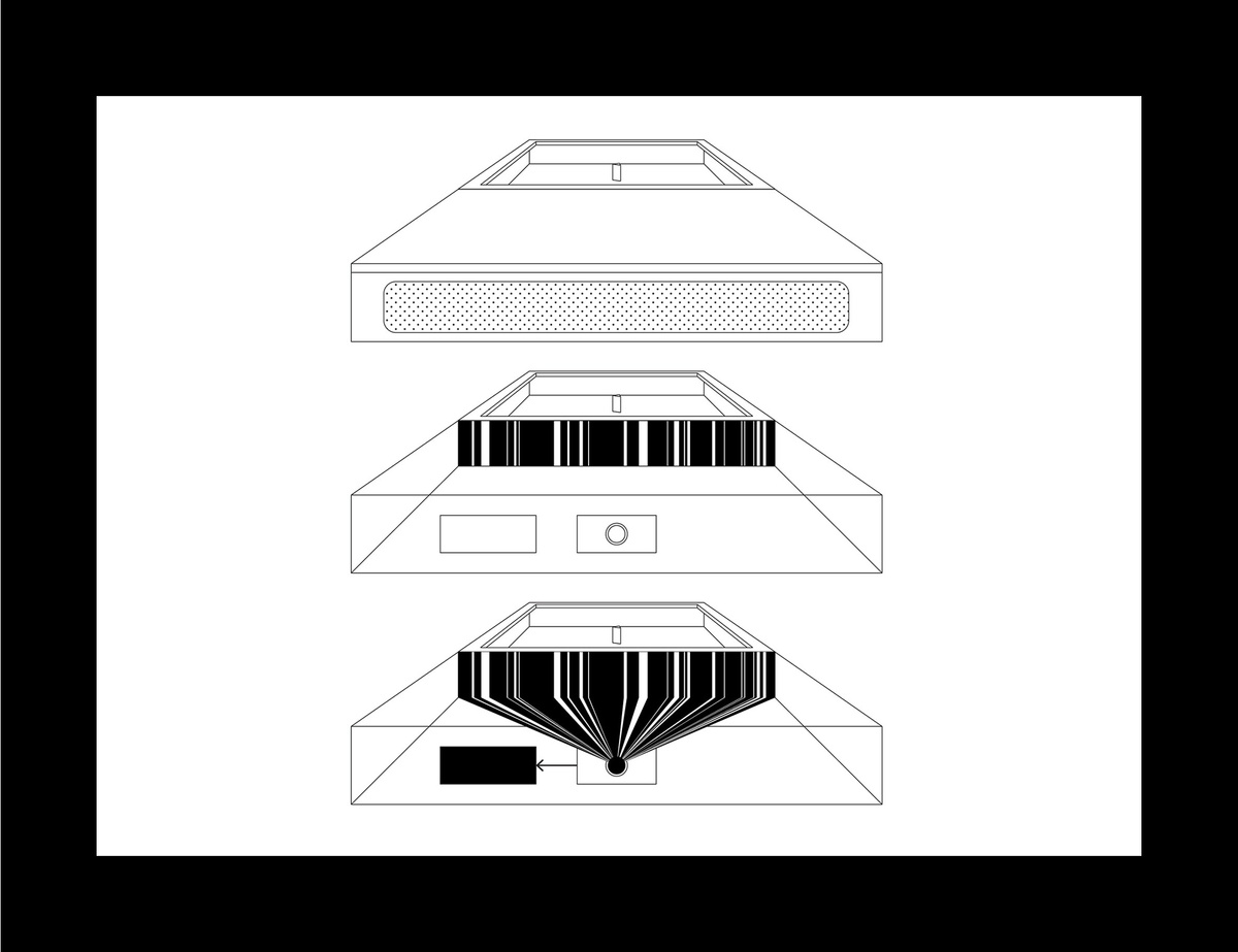 Simple diagram illustrating how light is emitted in the installation