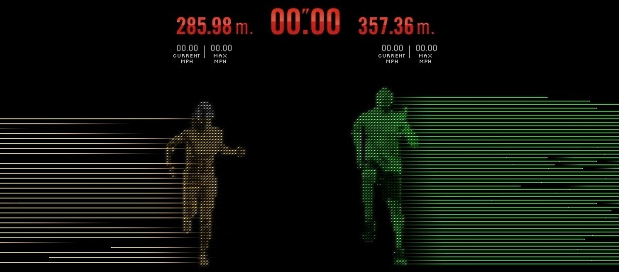 Stylized visualization of two runners and their corresponding results