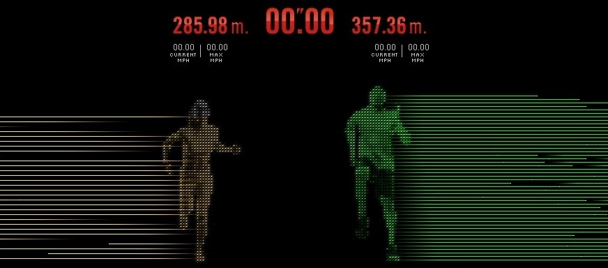Stylized visualization of two runners and their corresponding results