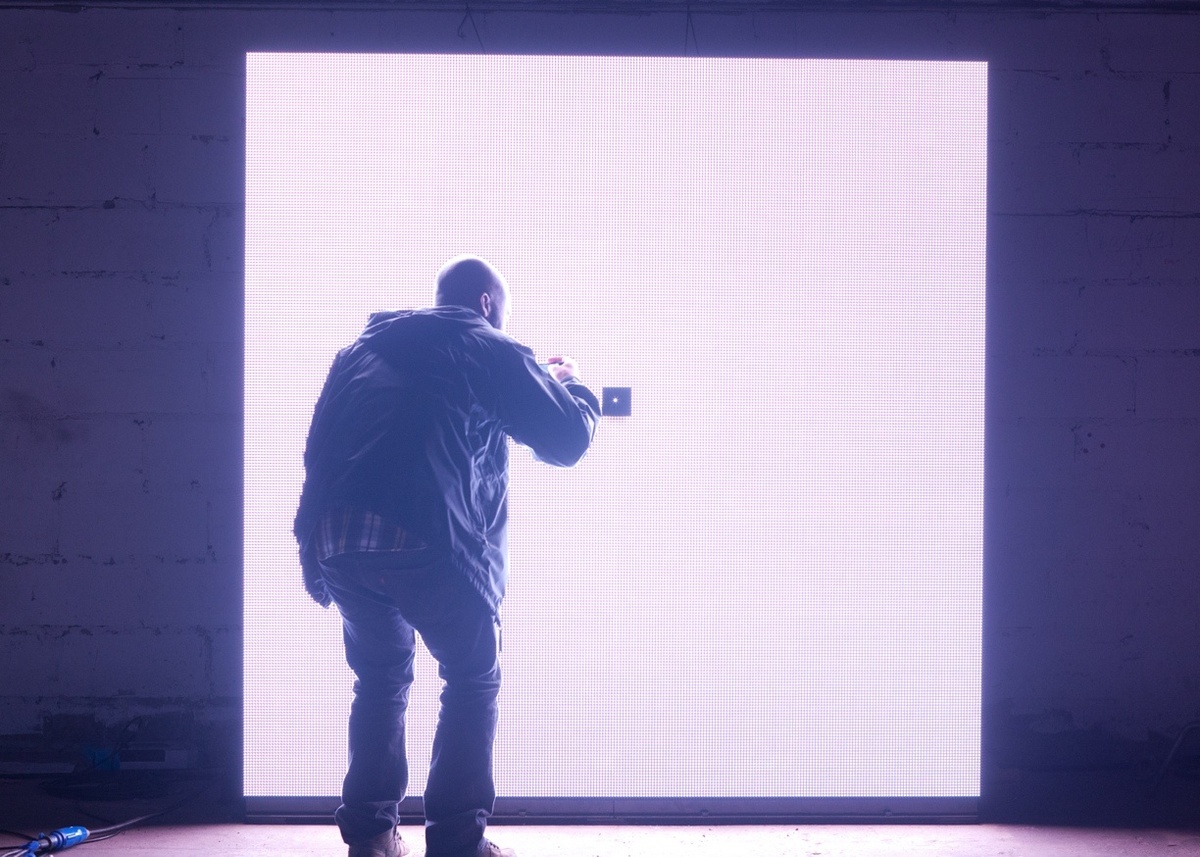 Man interacting with a screen